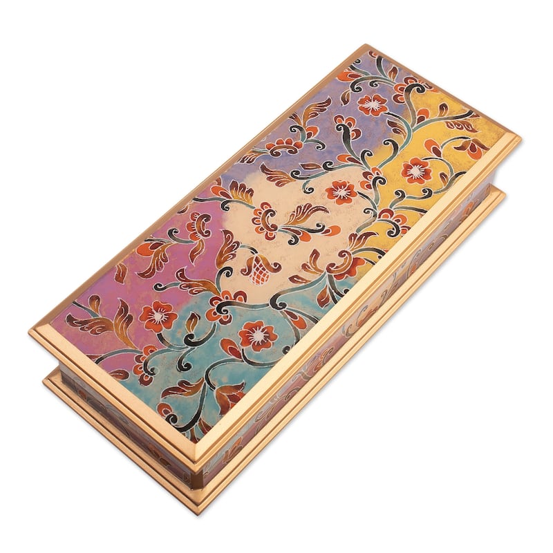 Novica Handmade Sweet Beauty Reverse-Painted Glass Decorative Box