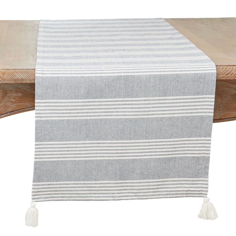 Stripe Design Tassel Table Runner - 16"x72" - 16"x72" - Blue
