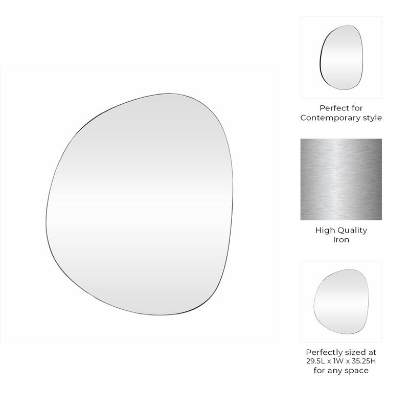 Metal Decorative Mirror - Abstract Shape Wall Accent - 35" Black - 29.5" x 1" x 35.25"