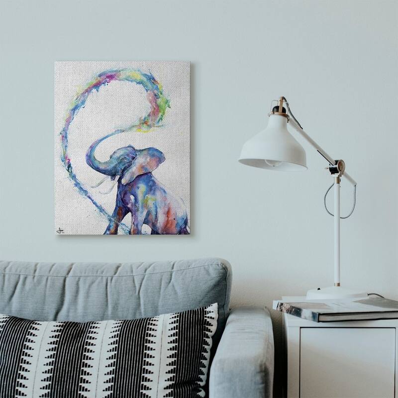 Stupell Colorful Large Abstract Elephant Animal Watercolor Painting Canvas Wall Art, Proudly Made in USA