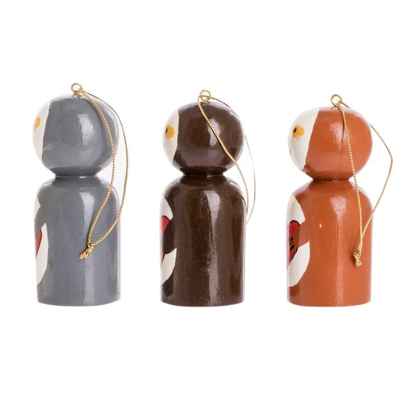 Novica Handmade Love Sloth Reclaimed Wood Ornaments (Set Of 3)