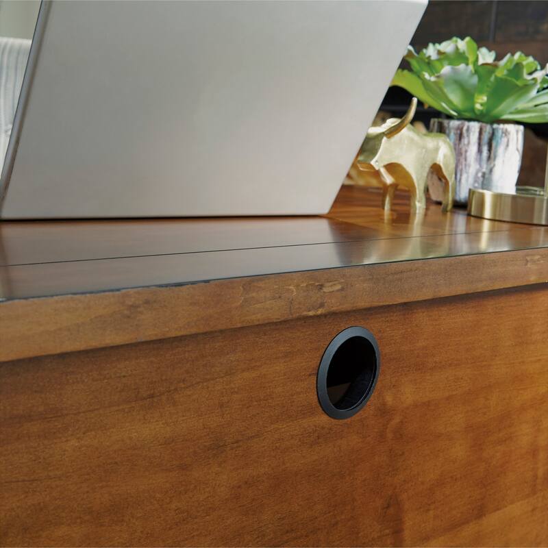 Tahoe Aged Maple 54" W Executive Pedestal Desk by Homestyles