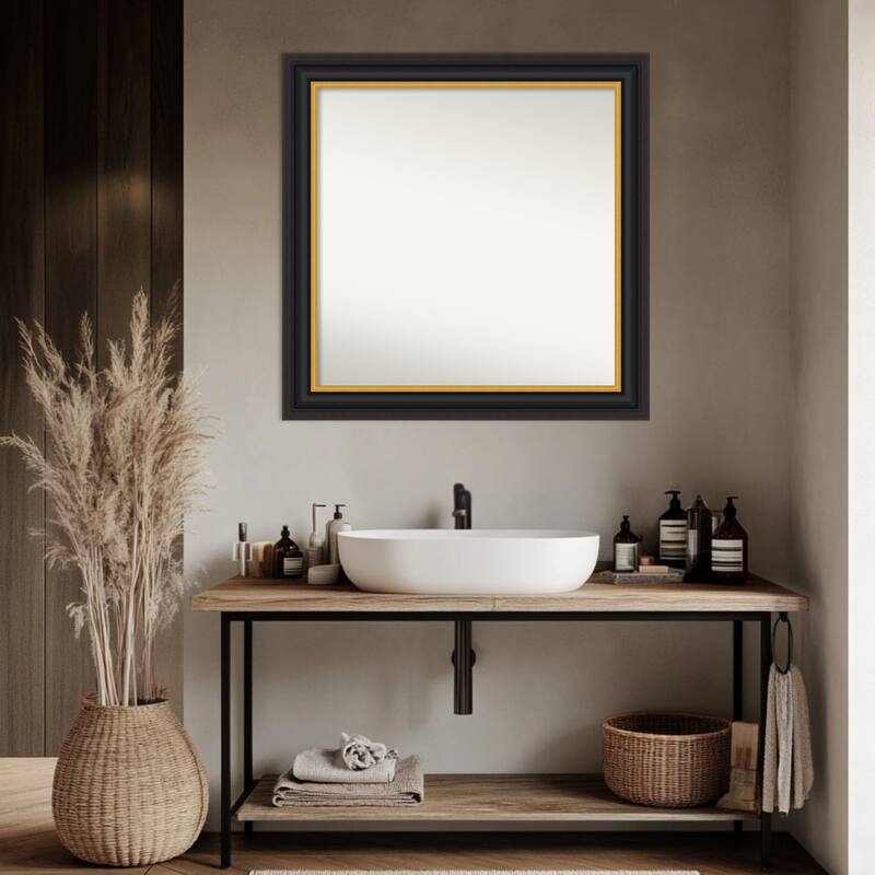 Sierra Non-Beveled Wood Framed Bathroom Vanity Wall Mirror