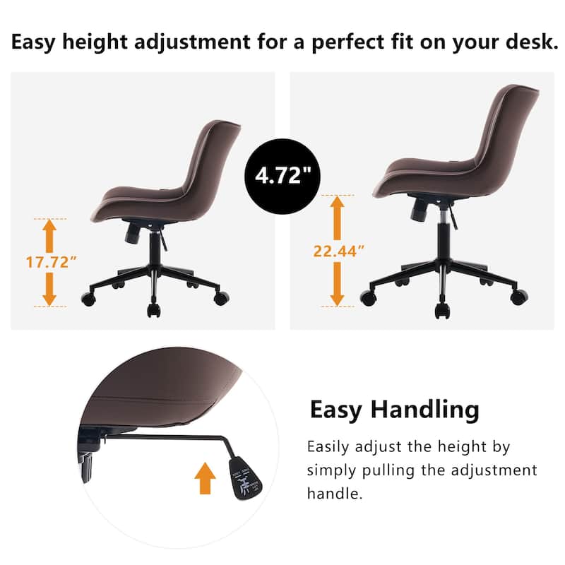 Ergonomic Office Chair Swivel Armless Desk Chair with Wheels