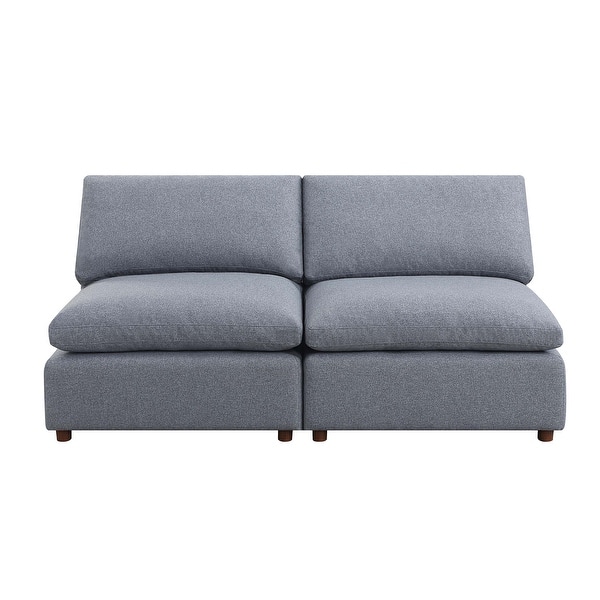 Straight Row Loveseat Sofa with Removable Cushions, 2 Seater Linen