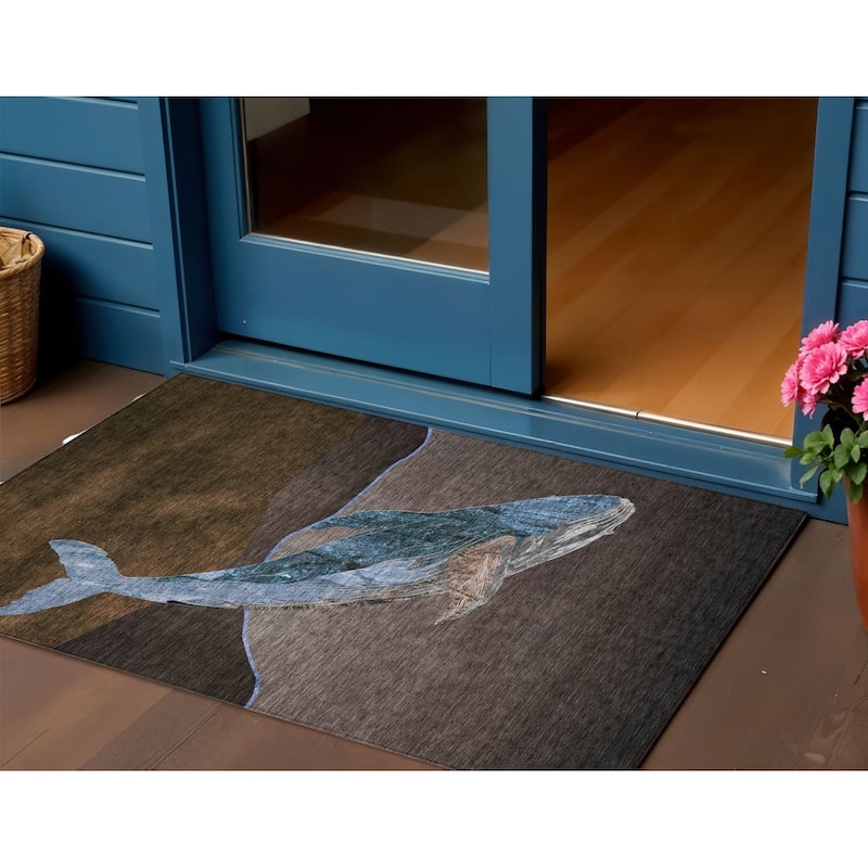 HomeRoots Animal Print Transitional Rectangle Outdoor Rug - 3' x 5'