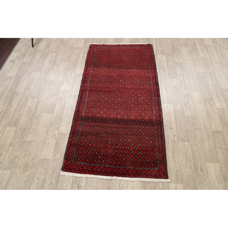 Traditional Persian Balouch Area Rug Hand-knotted Wool Carpet - 3'8" x 7'2"