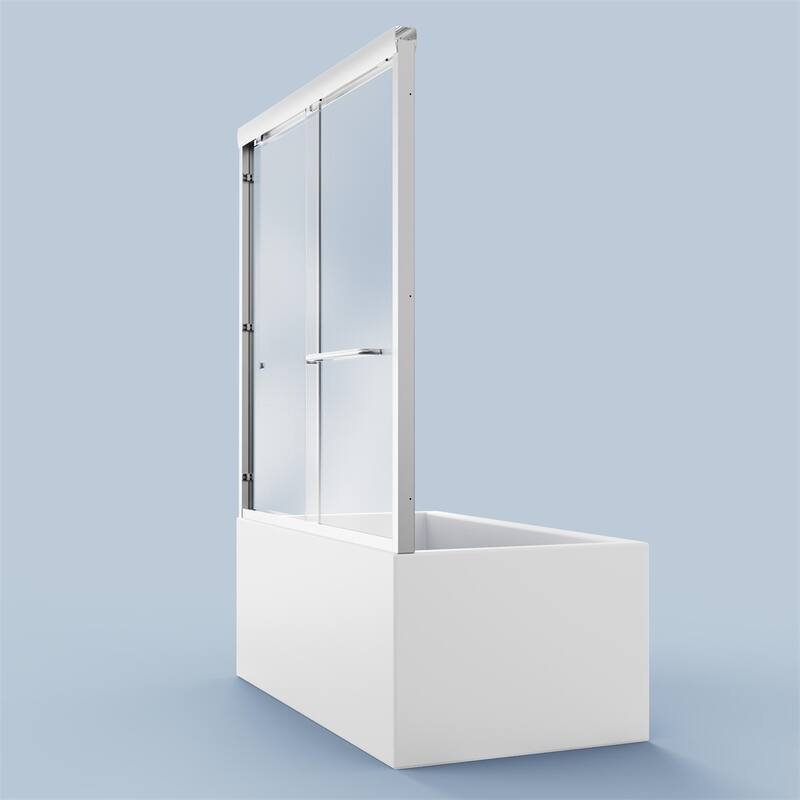 Semi-Frameless Double Sliding Tub Door,Bypass Bathtub Shower