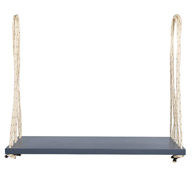 Roomfitters Patio Wooden Swing Chair with Cushion & Pillows, Hanging Porch Bench with 10.8Ft Hemp Ropes for Garden