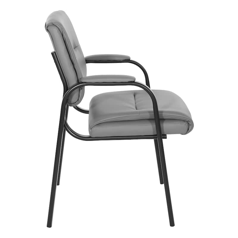 Guest Chair in Faux Leather and Black Finish Frame