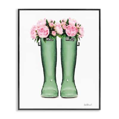 Stupell Country Boots with Peonies Framed Giclee Art Design By Amanda Greenwood