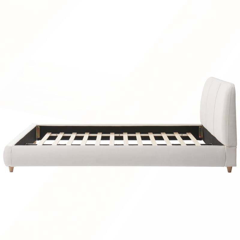 Queen Size Modern Upholstered Bed Frame with Linen Fabric