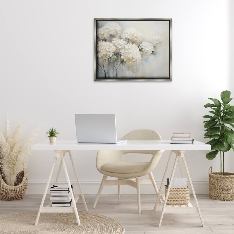 Stupell Subtle Fading White Hydrangeas Framed Floater Canvas Wall Art Design By Arlington Prints