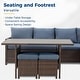 preview thumbnail 16 of 17, 9-Seat Wicker Patio Dining Set with Ottomans