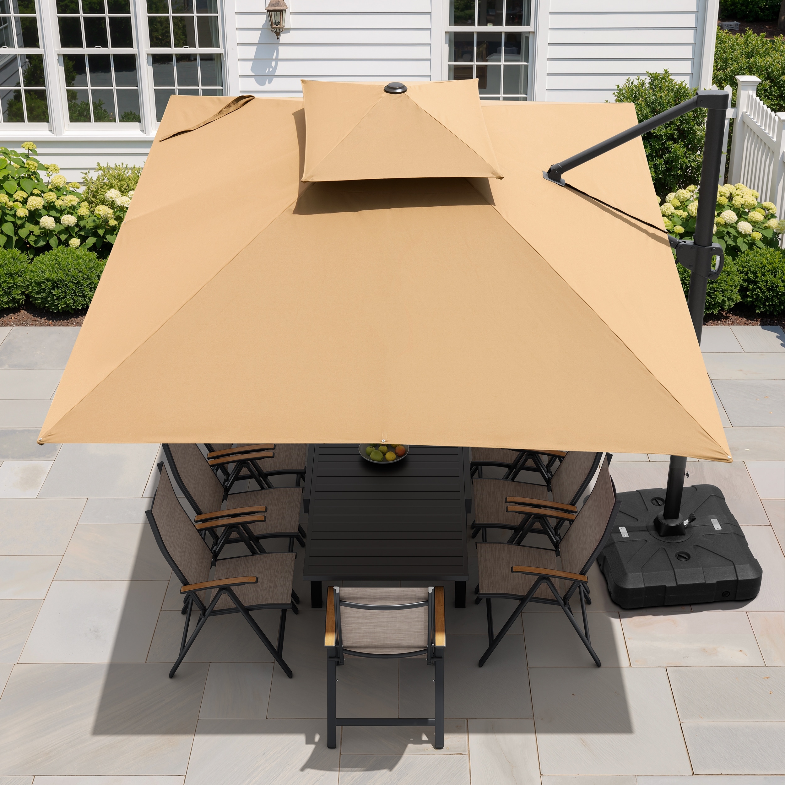 10 X 13 Ft Patio Aluminum Double Top Cantilever Umbrella with Wheel Base