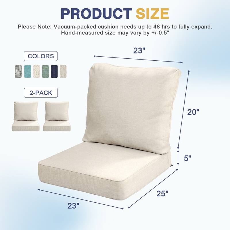 Aoodor Outdoor Seat/Back Cushion Set of 2