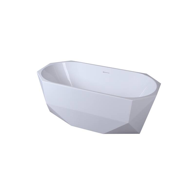Indigo Home 59 inch Soaking Diamond Style Bathtub in Glossy White