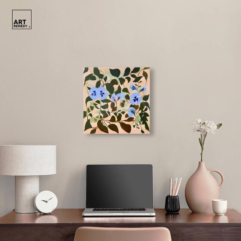 Naive Blue Flowers Canvas by Art Remedy, Gallery Wrapped