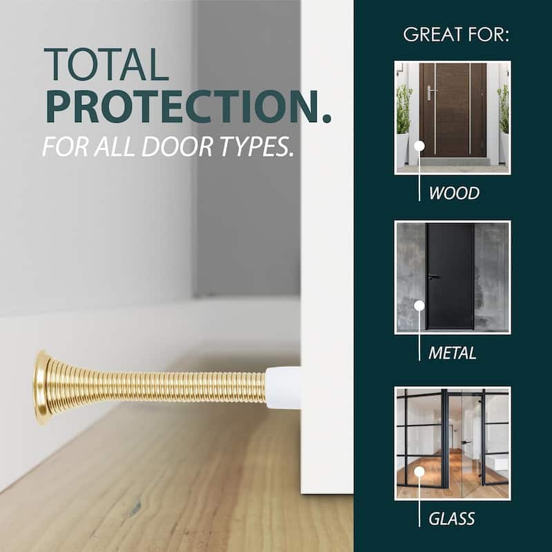 Mega Handles Spring Door Stop with Rubber Bumper | Door Knob and Wall Protection