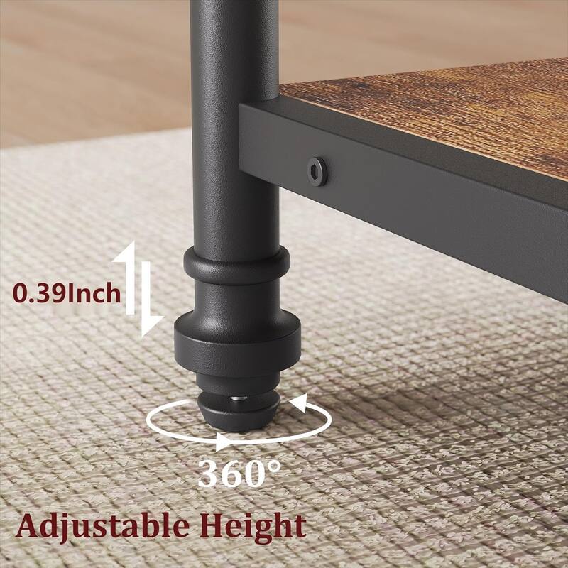 47" Round Dining Table for 4–6, Modern Wood Table with Storage Shelf & Roman Metal Legs, Table Only