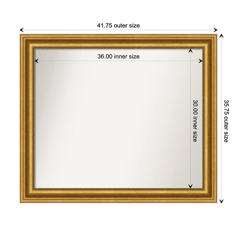 Parlor Gold Framed Non-Beveled Custom Wall Mirror, Bathroom Vanity Mirror - Outer Size: 41.75 x 35.75