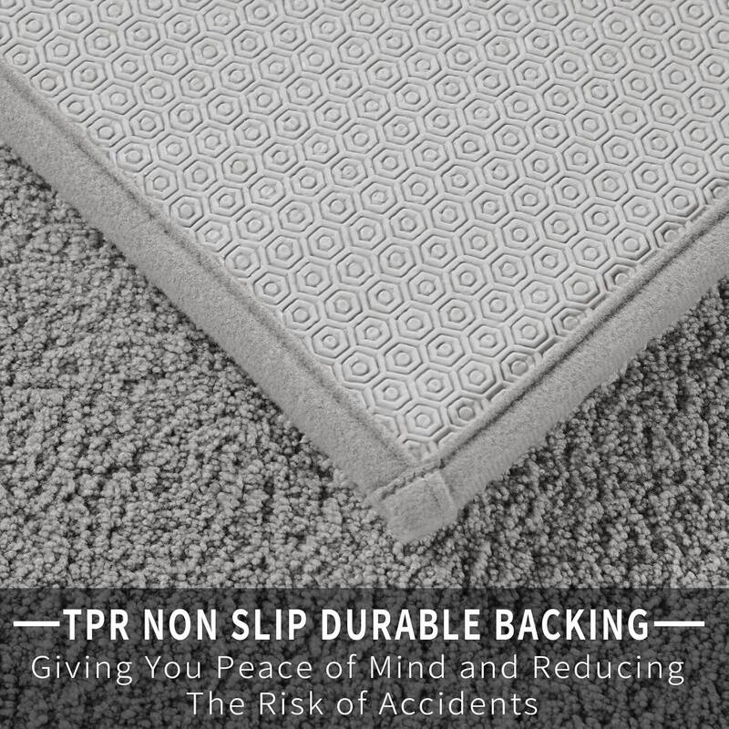 Pure Light Gray Bathroom Rug Mat - Extra Soft, Non-Slip, Water Absorbent, Thick Shaggy Bath Mat for Shower and Bathtub