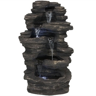 Rock Falls Waterfall Outdoor Water Fountain 39" Water Feature w/ LEDs