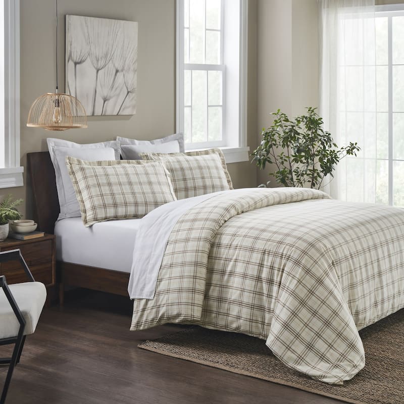 Superior Plaid Flannel Cotton Classic Rustic Farmhouse Duvet Cover Set