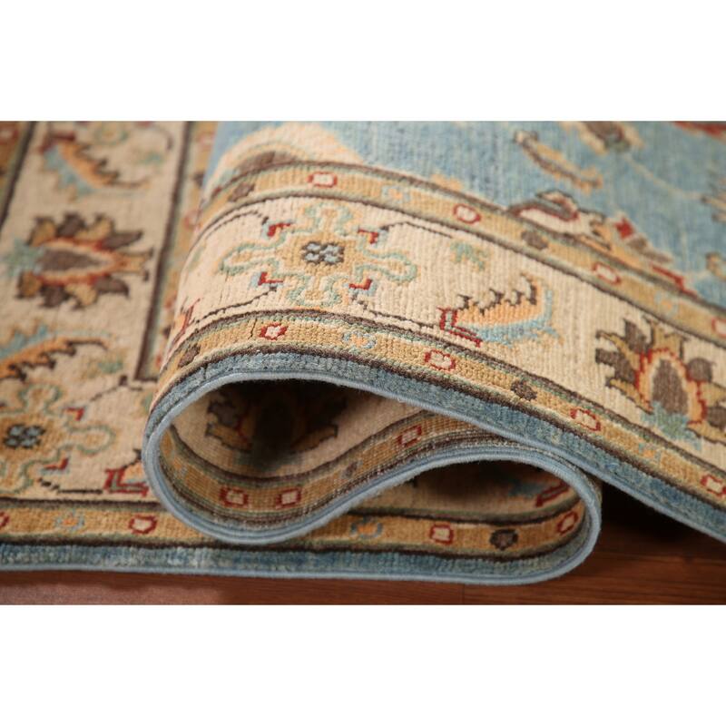 Light Blue Kazak Oriental Accent Rug Handmade Wool Carpet - 3'3"x 4'9"