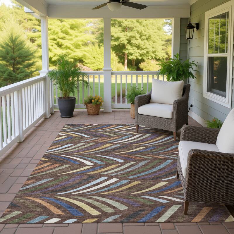 Machine Washable Indoor/ Outdoor Modern Feather Chantille Rug - Fudge - 2'6" x 3'10"