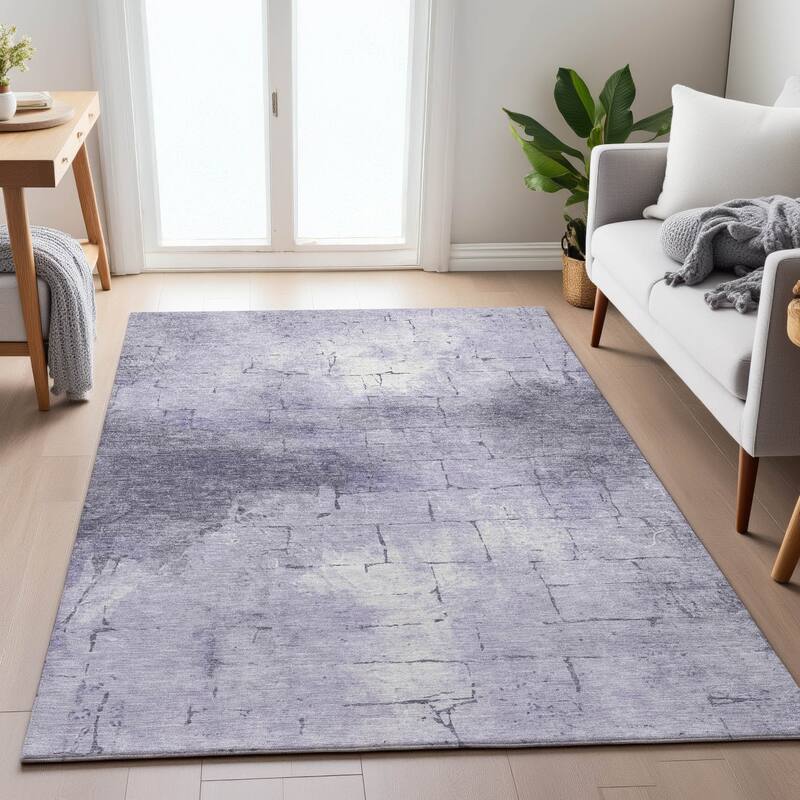 Machine Washable Indoor/Outdoor Vintage Bricks Chantille Rug