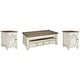 preview thumbnail 1 of 11, Signature Design by Ashley Realyn White/Brown 3-Piece Occasional Table Package - 47" W x 28" D x 18" H