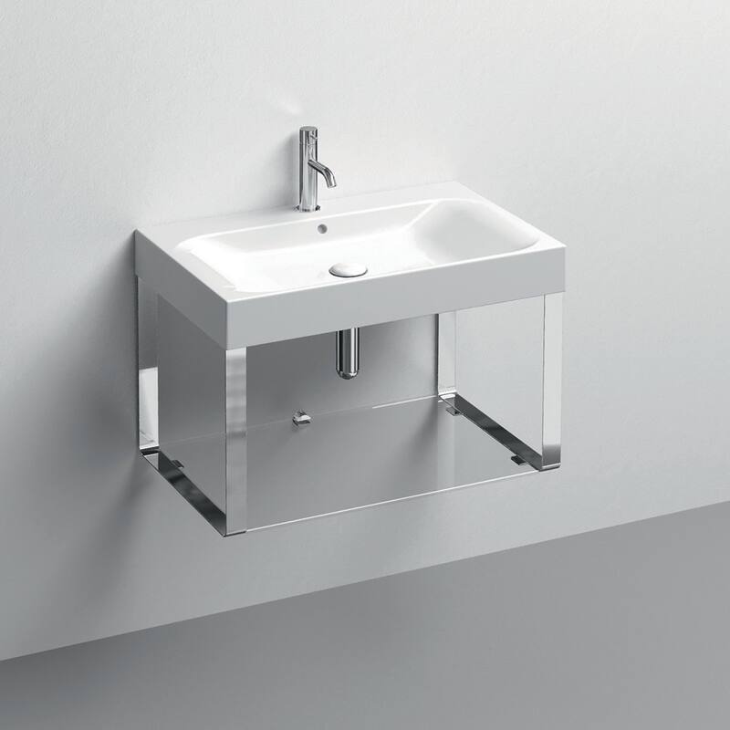 WS Bath Collections 3532+9125K1 Cento 27-5/8" Rectangular Metal and - Glossy White / Polished Chrome
