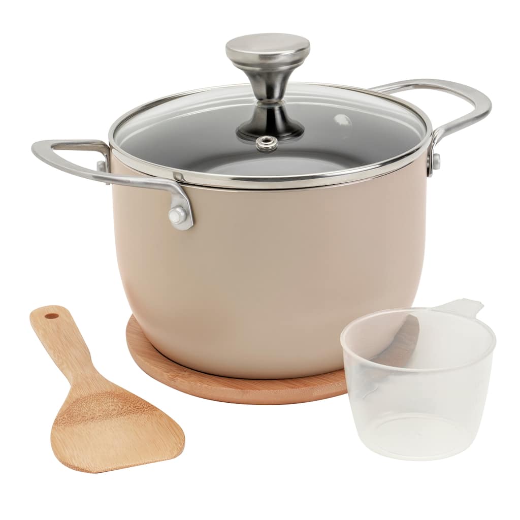 Infuse 5pc Non-Stick Aluminum Rice Cooker Set - Sand