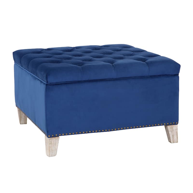 29.5" Wide Velvet Tufted Square Ottoman With Storage