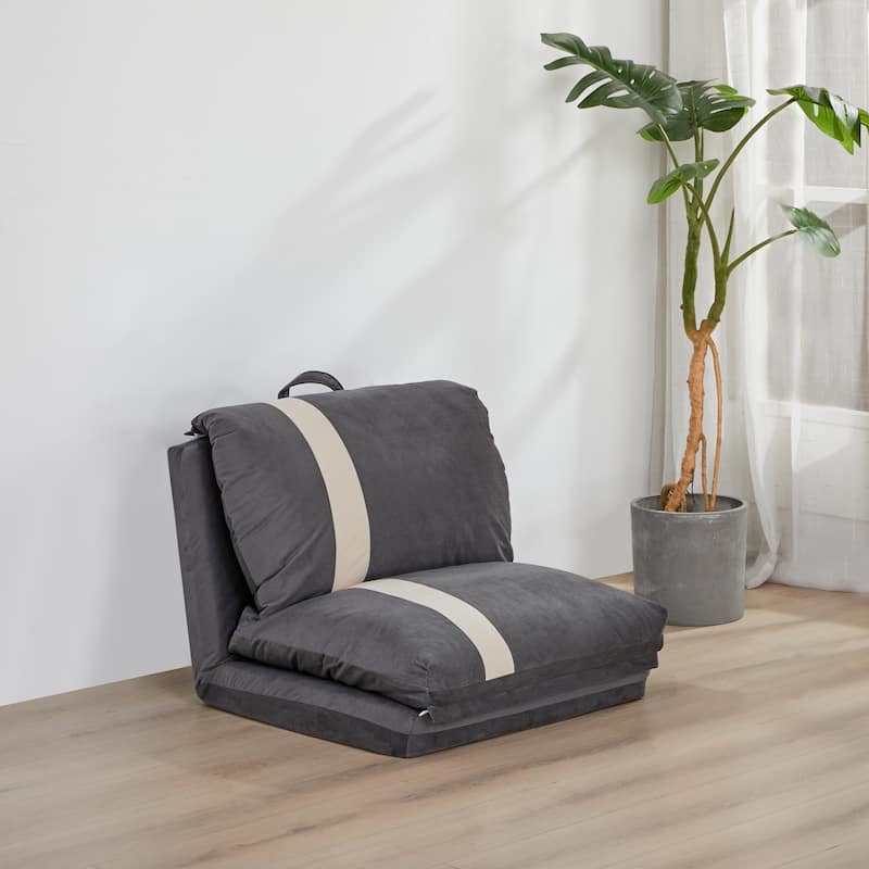 Floor Sofa Bed with 6-Position Adjustable, Sleeper Sofa with 5-Second Foldable, Upholstered Bean Bag Base & Pillow