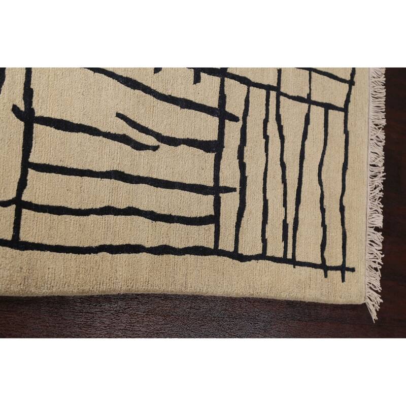 Vegetable Dye Abstract Nepalese Oriental Area Rug Wool Hand-knotted - 6'2" x 9'4"