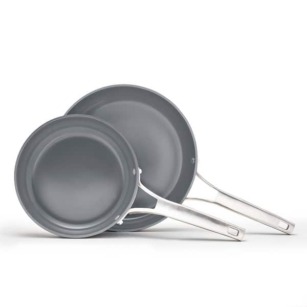 slide 2 of 6, Calphalon Premier Ceramic Nonstick 8" and 10" Frying Pan Set, Mushroom Grey