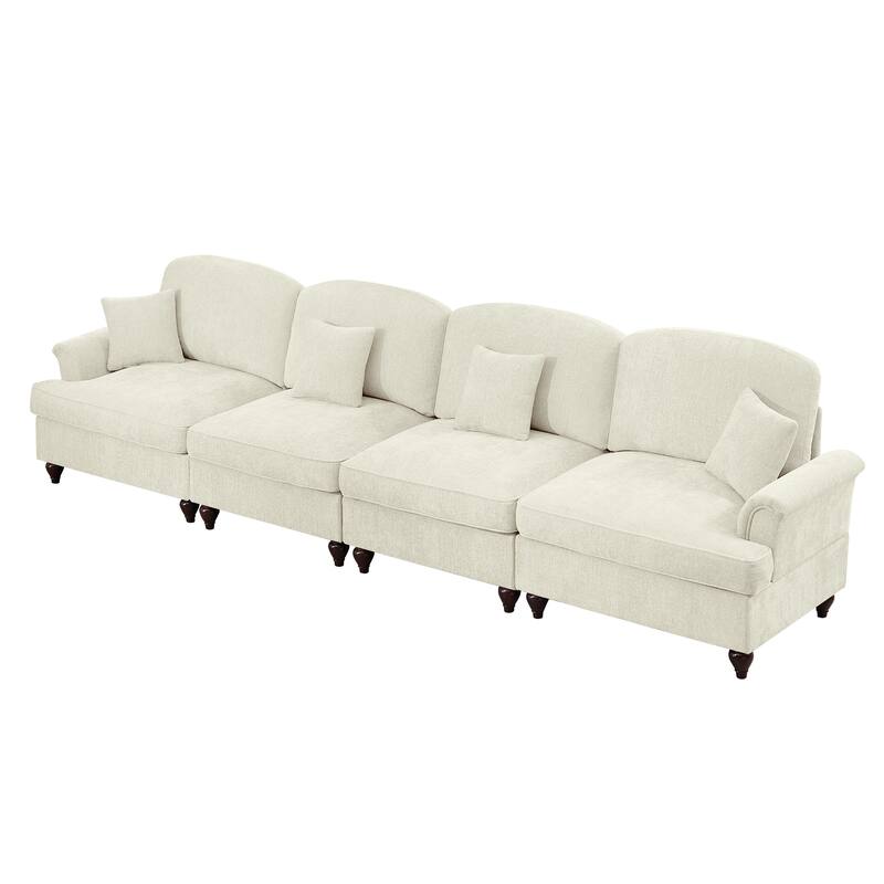 GDFStudio - Elegant Mid Century 4-Seater 137.8" Chenille Sofa with Flared Arms