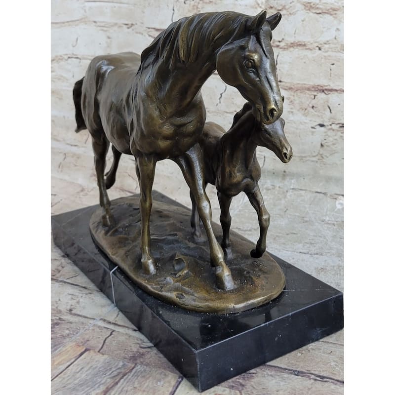 Vintage Detailed Bronze Horse Foal Figure Cast Solid Metal Statue Colt Figurine