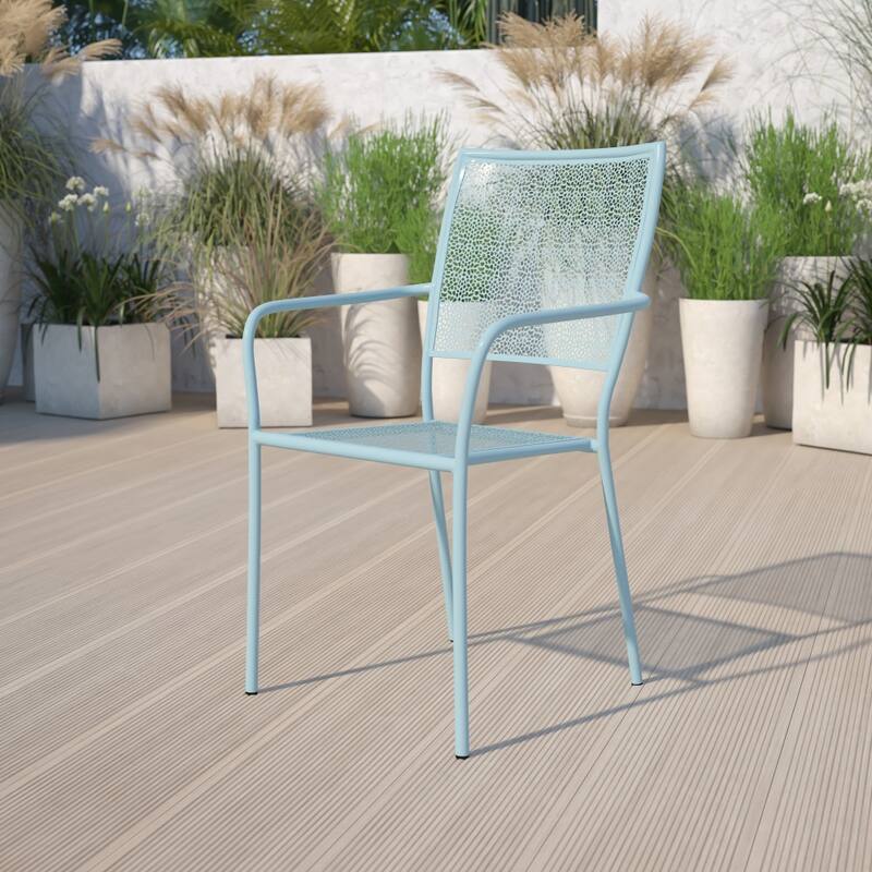 5 Pack Indoor-Outdoor Steel Patio Arm Chair with Square Back
