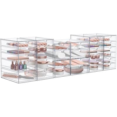 Sorbus Acrylic Cosmetic Makeup Organizer 30 Drawers Clear Stackable Storage Bins For Jewelry And Office Supplies Organizer- 6Pc