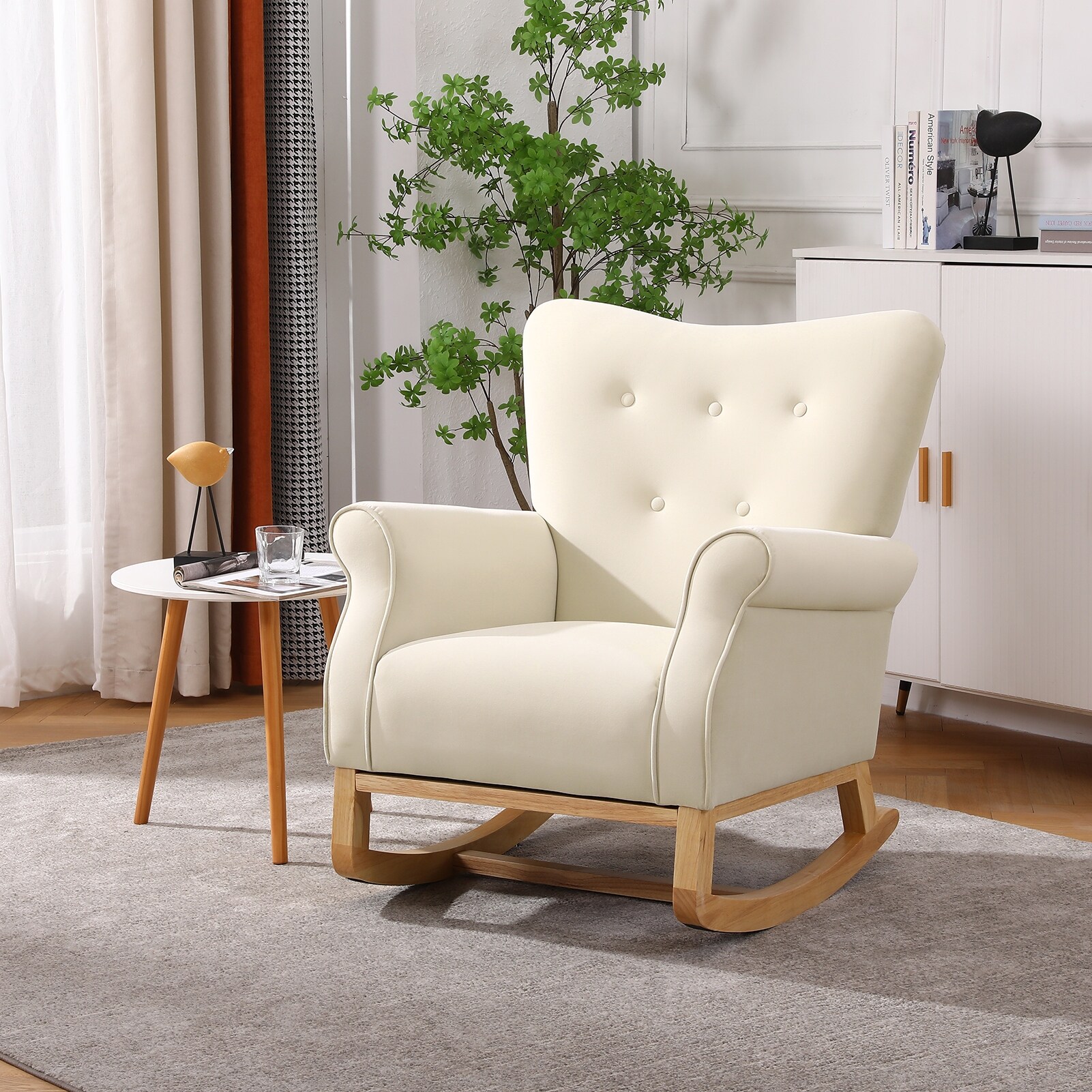 Ouyessir Tufted Upholstered Glider Rocker Chair with High Back On Sale Bed Bath Beyond 38950415