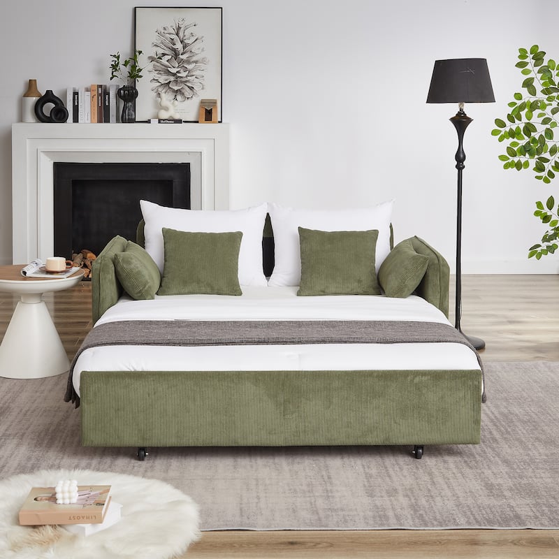 Chenille Interior Lazy Sofa Chaise longue Armchair with three pillows and armrestsSleeping Sofa Bed