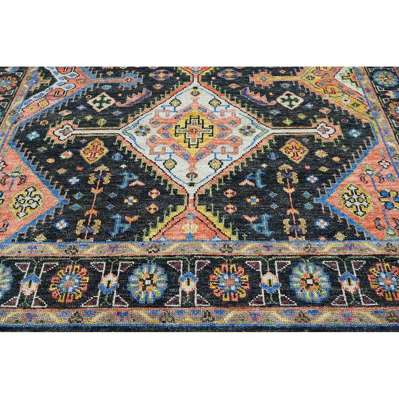 Hand Knotted Turkish Oushak Charcoal wool Arts & Craft Area Rug - 8' 11'' x 11' 11''