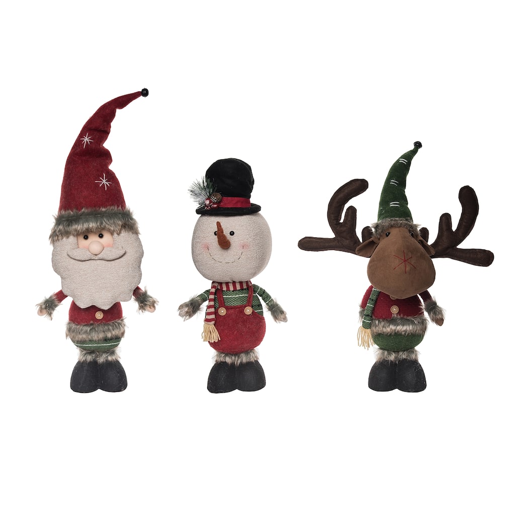 Transpac Plush Standing Holiday Pal Set of 3 Christmas Home Decorations
