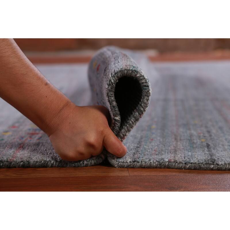 Hand Knotted Oriental 100% Wool Carpet Tribal Tribal Greys & Charcoal Gabbeh Area Rug - 11' 11'' X 8' 10''