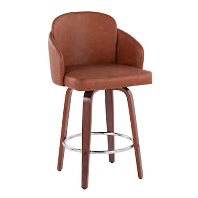 Dahlia Counter Stool with Walnut Wood (Set of 2)