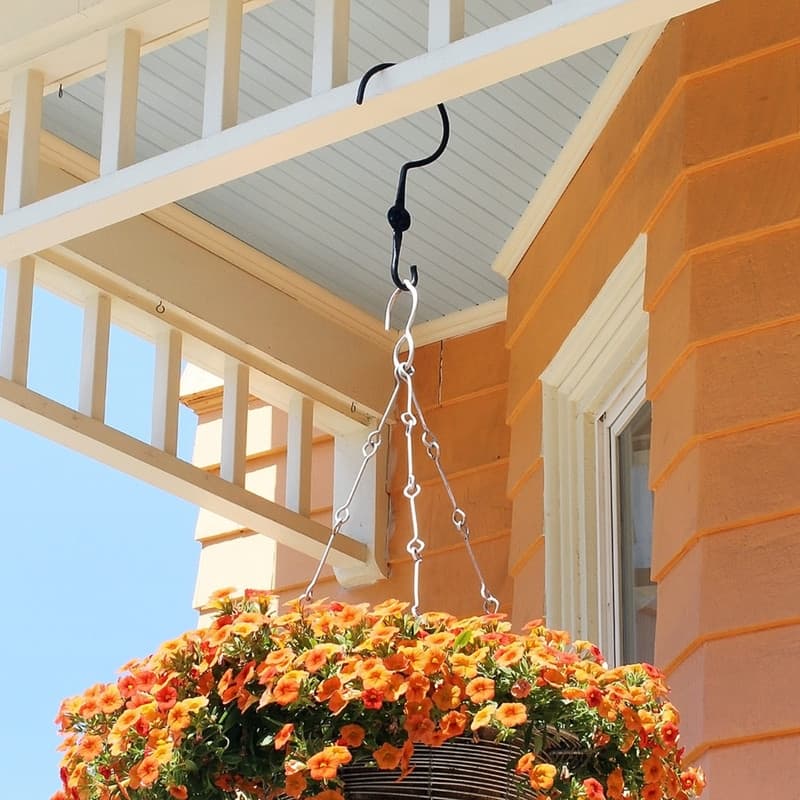 Achla Designs Set of 2 Double Ended Extender Hangers with Wide Hook, 12 Inch Tall, Black Powder Coat Finish