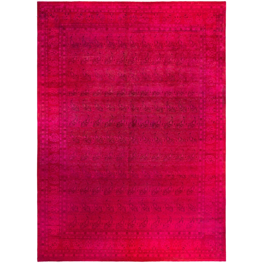 Overdyed One-of-a-Kind Hand-Knotted Area Rug - Pink - 12' 2" x 16' 4"